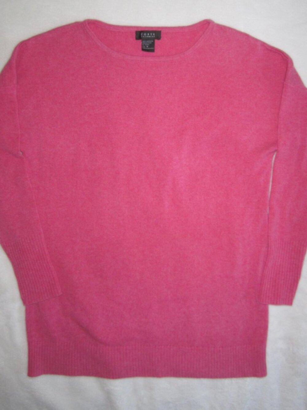 FORTE CASHMERE Drop Shoulder Tunic Sweater Pink Heather Women's Medium